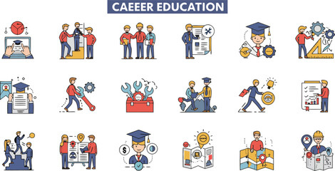 Fototapeta premium Illustrations showcasing career education, skill development, and professional growth opportunities