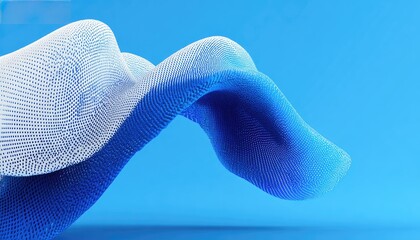 Abstract blue and white wave form, digital rendering