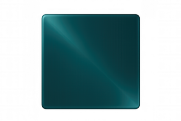 Brushed metal square button in teal color with transparent background, perfect for web design or app interface
