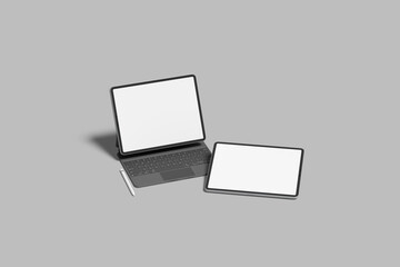 tablet with keyboard blank mockup