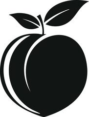 Peach Fruit Vector Logo in Black and White Minimalist Style, Perfect for Modern Branding and Identity Design
