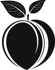 Peach Fruit Vector Logo in Black and White Minimalist Style, Perfect for Modern Branding and Identity Design
