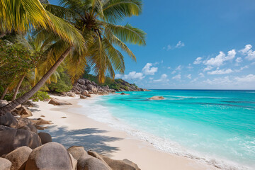 Panoramic view of a stunning tropical beach