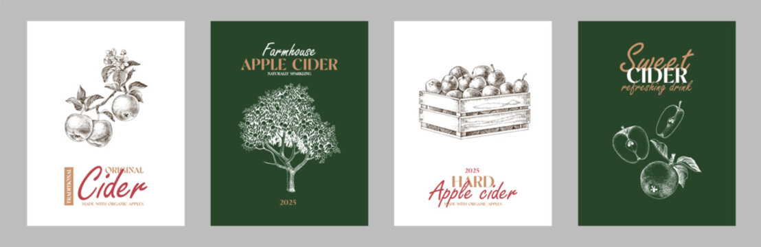 Vector collection of apple cider labels