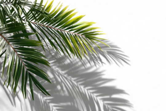 palm tree leaves shadow isolated on transparent background, Summer sunlight and shadow overlay effect, shadow for photo interior backdrop mockup, realistic shadow overlay effects - Powered by Adobe