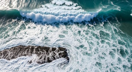 Ocean Wave Crashing Over Rock Formation