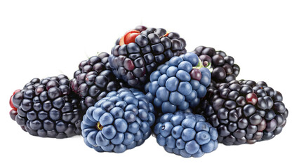 Pile of fresh blackberries isolated on transparent background, a healthy and delicious treat