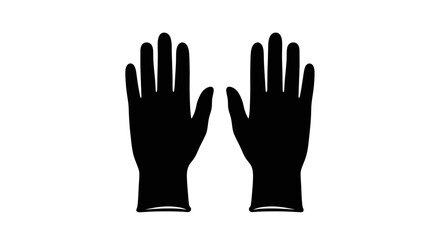 Obraz premium black nitrile gloves icon, safety, protection, hygiene, medical, pair of hands, clean, simple, minimalist, handwear