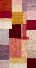 Colorful geometric textile pattern with woven fabric texture