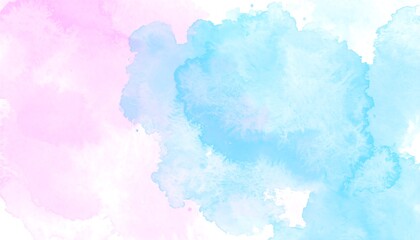Obraz premium Delicate watercolor wash painting showcasing soft pinks and cool blues, blending seamlessly onto a white backdrop.