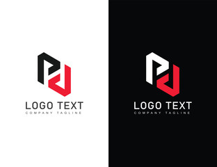 Abstract P H logo design in line art style concept