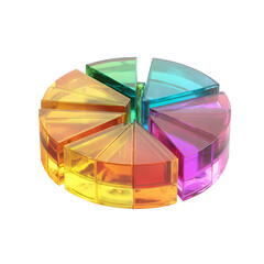 Obraz premium Colorful glass 3D pie chart segments in circle