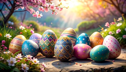 Easter Eggs in Spring Garden