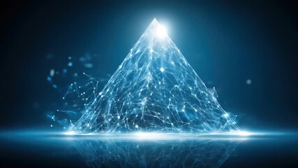 Abstract digital pyramid with glowing network