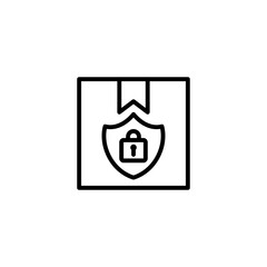 Secure Package Icon – Shipping Box with Shield and Lock Symbol Vector
