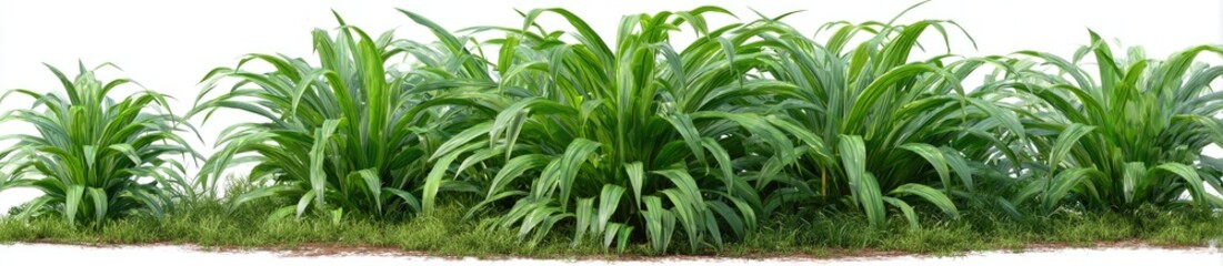 Obraz premium Lush green grass clumps against white background (1)