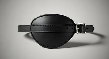 Black Leather Eye Patch with Adjustable Strap on Light Gray Background