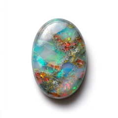 Oval opal gemstone, vibrant colors