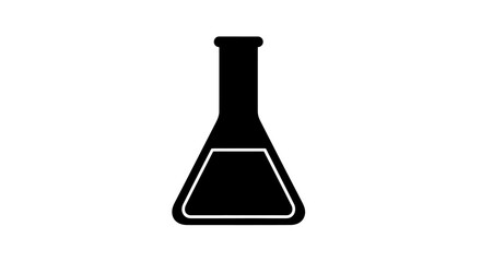 erlenmeyer flask, lab equipment, science, chemistry, experiment, research, black and white icon, simple, minimalist, graphic