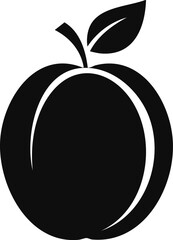 Plum Fruit Vector Logo in Minimalist Black and White, Ideal for Modern Branding and Visual Identity
