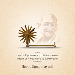 Happy Gandhi Jayanti, 2nd October with Gandhiji Charkha