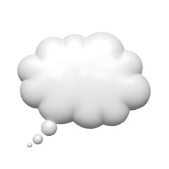 A fluffy white thought bubble isolated on a transparent background, symbolizing ideas, imagination, and communication