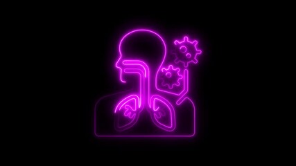 Neon illustration depicting human respiratory system and viral infection concept - Powered by Adobe