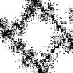 Abstract arrangement of black squares forming a cross shape with a white center on a white background
