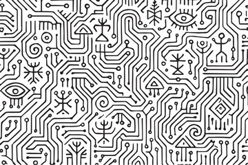 Circuitry and Symbolic Drawing A Fusion of Technology and Mysticism