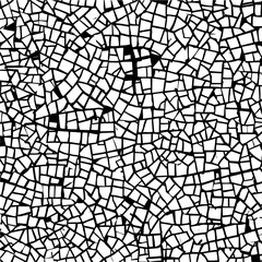 Obraz premium Abstract black and white mosaic pattern with irregular shapes and contrasting lines aesthetic design