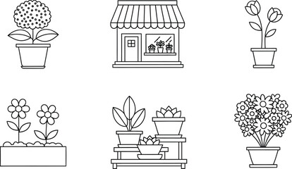 Fototapeta premium Vector illustration of flowers and plants for gardening shop