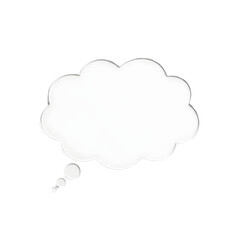 A blank white thought bubble or speech bubble, isolated on a transparent background, representing an idea or a concept