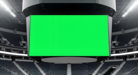 empty sports arena with green screen scoreboard