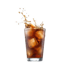 Refreshing Carbonated Beverage with Ice Splash in Glass