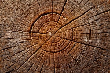 Naklejka premium Close-up of a weathered tree trunk cross-section