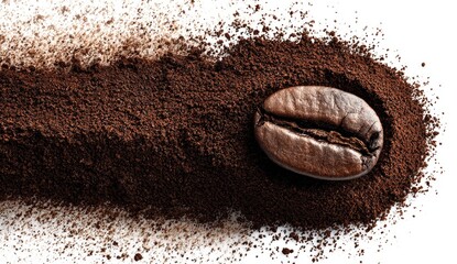 Coffee bean on ground coffee