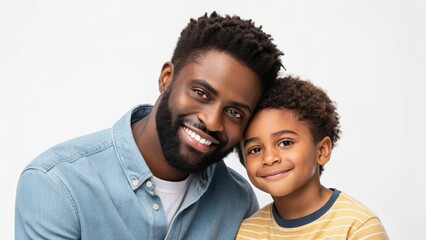 Obraz premium single dad son talking concept. A father and son smiling together in a close embrace.