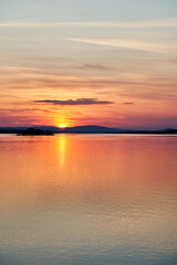 sunset over the river in lapland