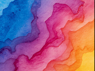 Naklejka premium Layered Watercolor Texture In Pink Blue And Yellow Gradient AI generated