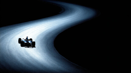 Race car speeding down a track