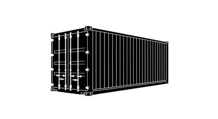 shipping container, cargo container, freight container, global trade, import, export, logistics, transportation, delivery, black and white, monochrome, simple, illustration, graphic