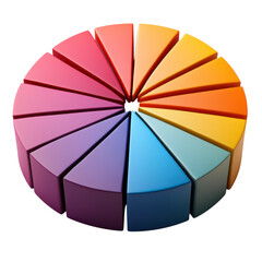 Obraz premium Colorful 3d pie chart with segments in various shades perfect for data visualization and business presentations against a on transparent background