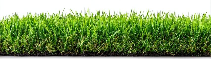 Fototapeta premium Lush green grass blade field against white background