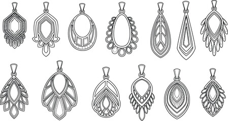 Fototapeta premium Jewelry pendant outline collection vector design illustration