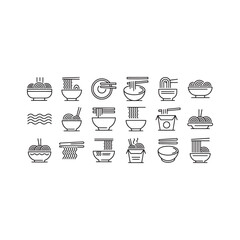 set of Noodles, ramen and others food icon vector silhouette illustration isolated on white background 
