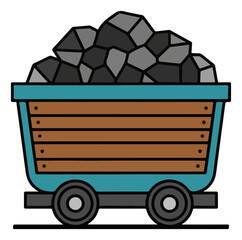 Coal-filled mine cart, representing industry and resource transportation.