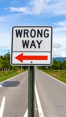 Road sign indicating the wrong way