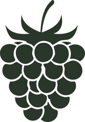 Raspberry Berry Fruit Vector Logo in Minimalist Black and White, Ideal for Modern Branding and Visual Identity
