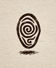 Ornate, stylized fingerprint on light beige