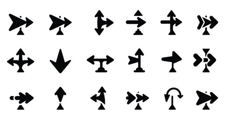 Collection of arrow icons in black and white.